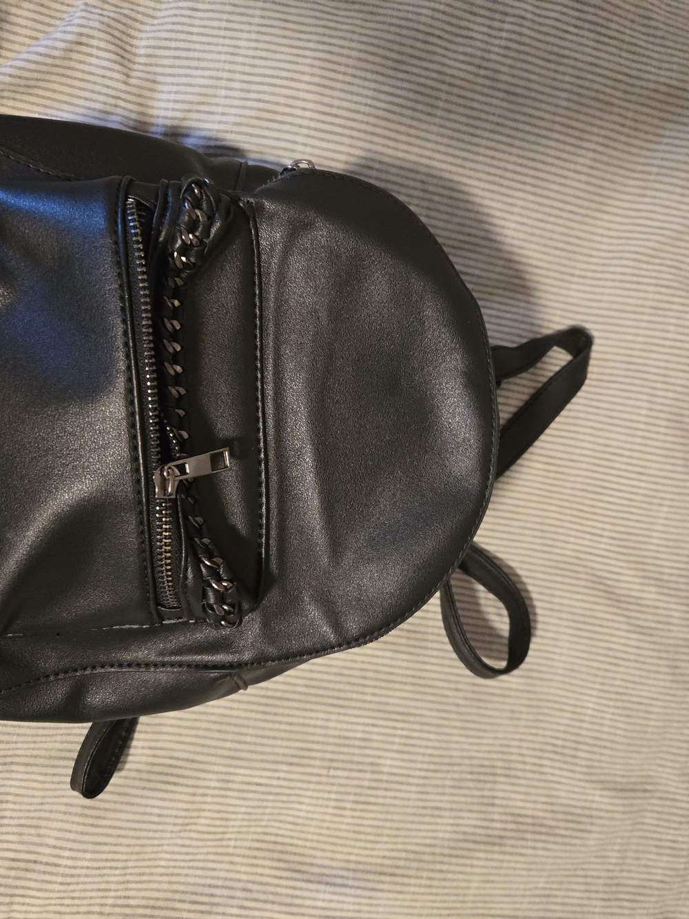 Ardene Black Faux Leather Mini Backpack